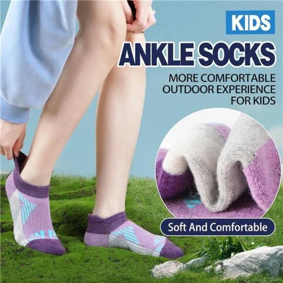 6 Pairs Kids Merino Wool Ankle Socks Thermal Thick No Show Socks - Picture 2 of 7